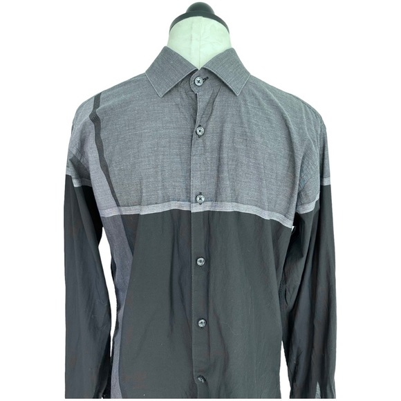 Jared Lang Gray & Black Two Toned Button Down Shirt Size Medium - Picture 5 of 12